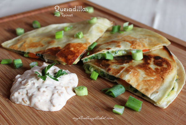 photo of quesadillas with spinach