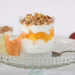 photo of granola with peaches and yoghurt
