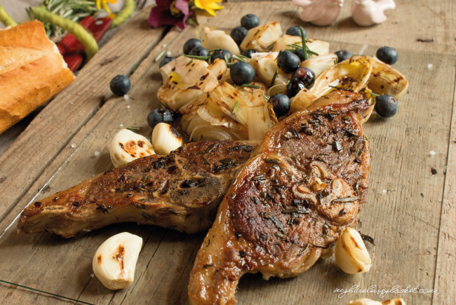 photo lamb chops with chicory salad