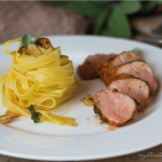 photo pasta with sage and pork filet