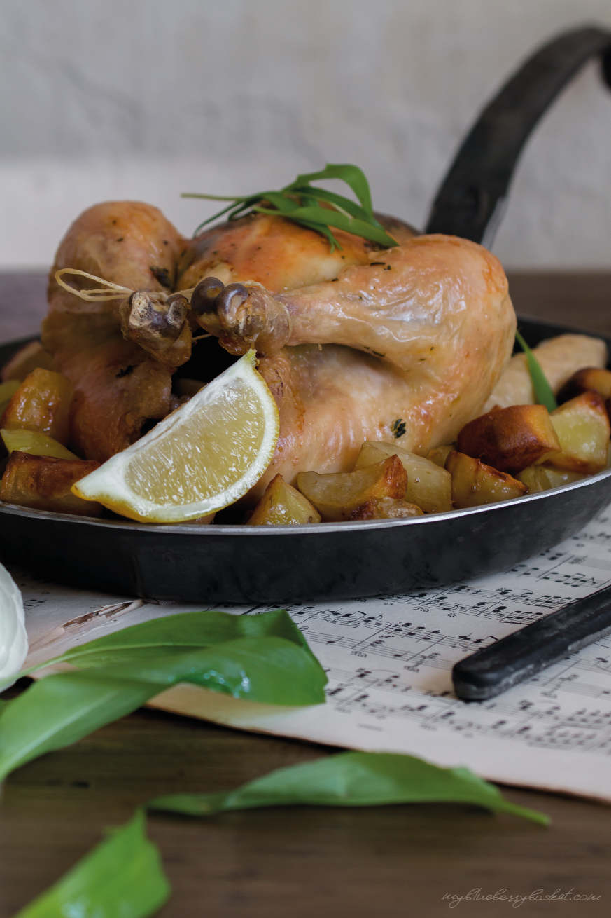 photo of chicken with wild garlic and lemon