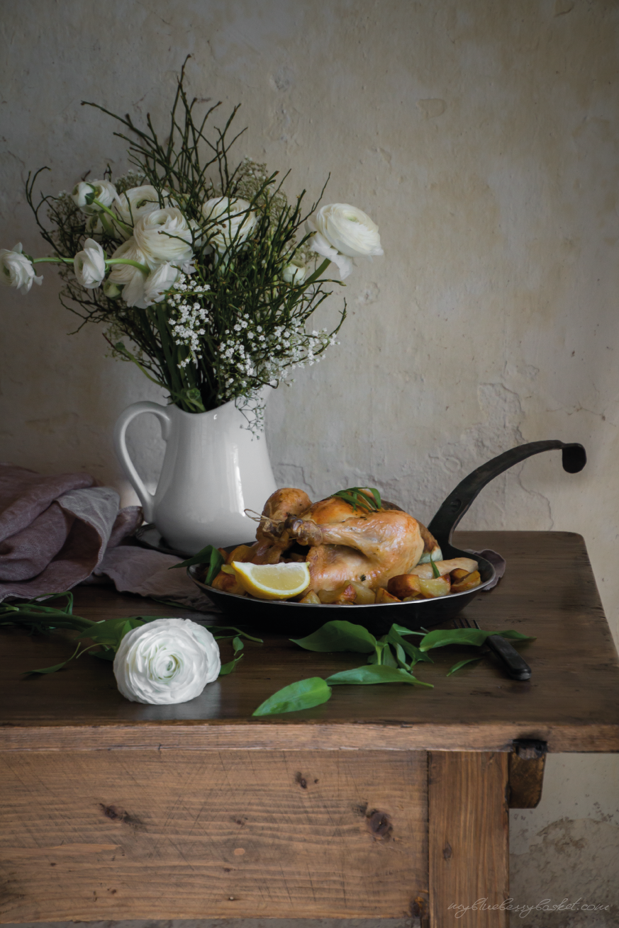 photo of chicken with wild garlic and lemon