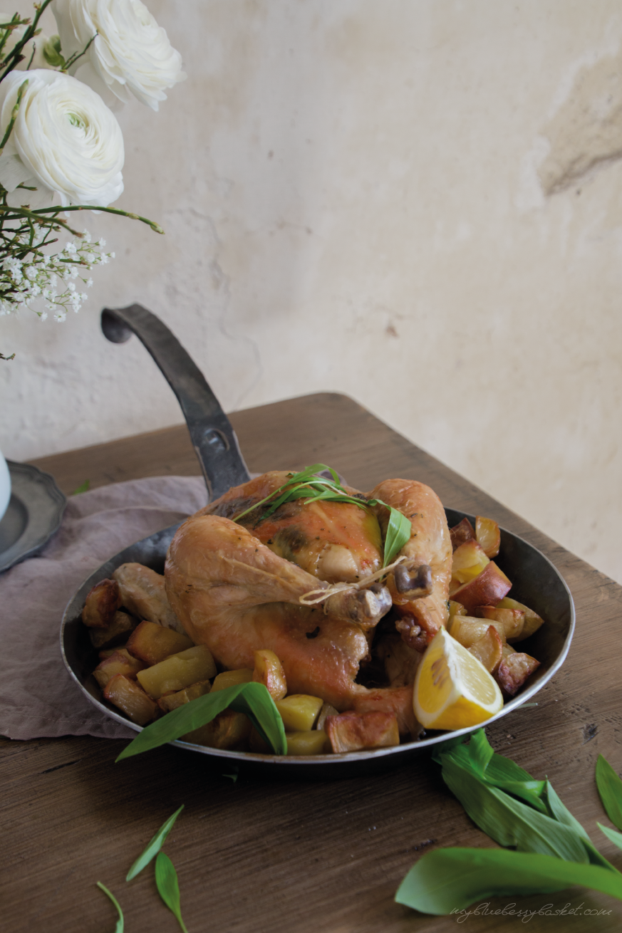 photo of chicken with wild garlic and lemon