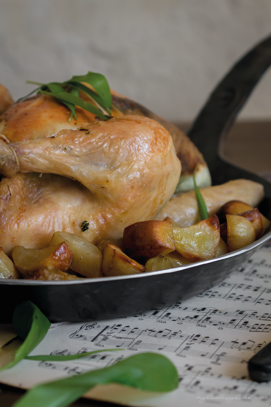 photo of chicken with wild garlic and lemon