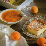 photo of curd cheese pudding with apricot preserve