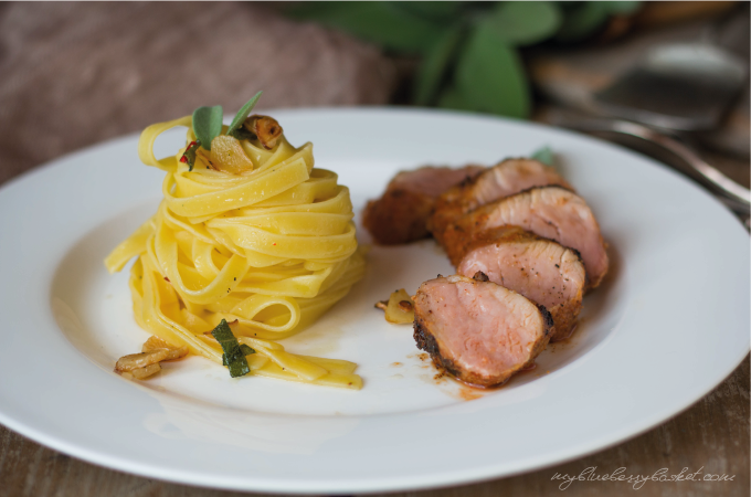 Pasta mit Salbei und Schweinefilet